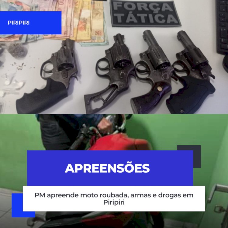 PM apreende moto roubada, armas e drogas em Piripiri