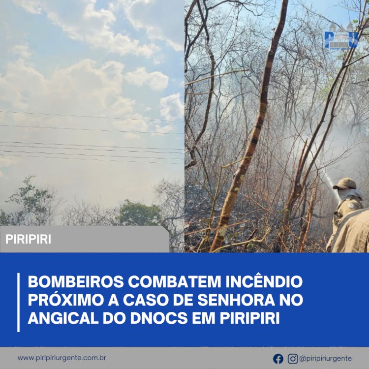 Bombeiros combatem incêndio próximo a caso de senhora no Angical do Dnocs em Piripiri